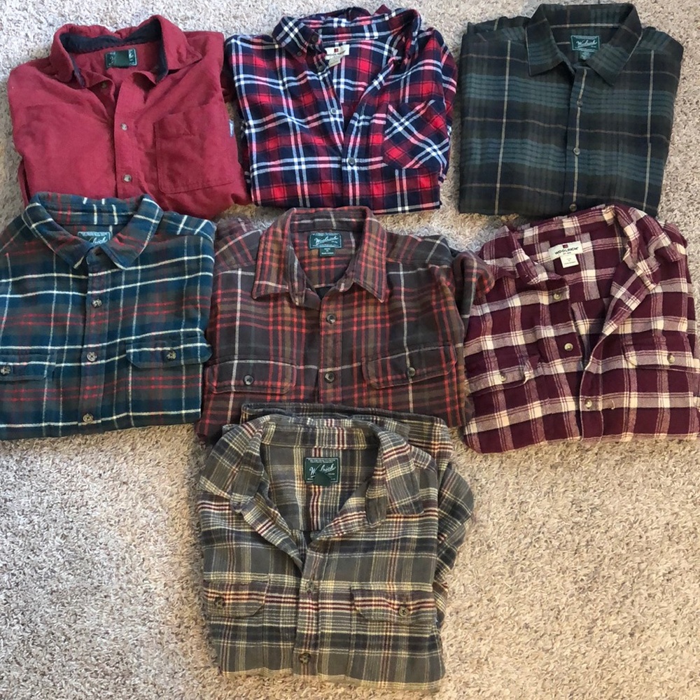 Lot of 7 Woolrich XL flannels